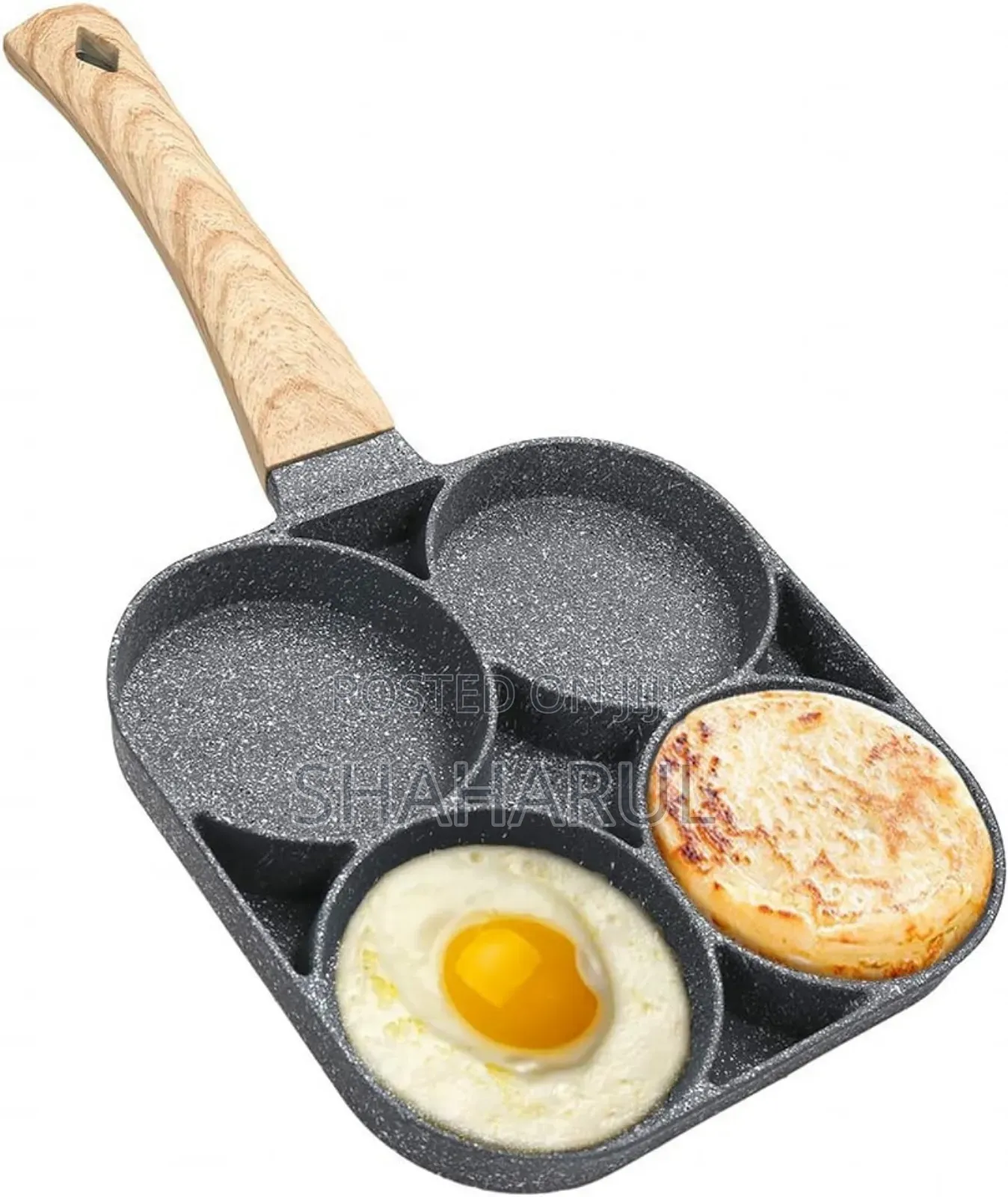 4 Hole Omelet Pan for Burger Egg Ham Pancake Maker Frying Pan