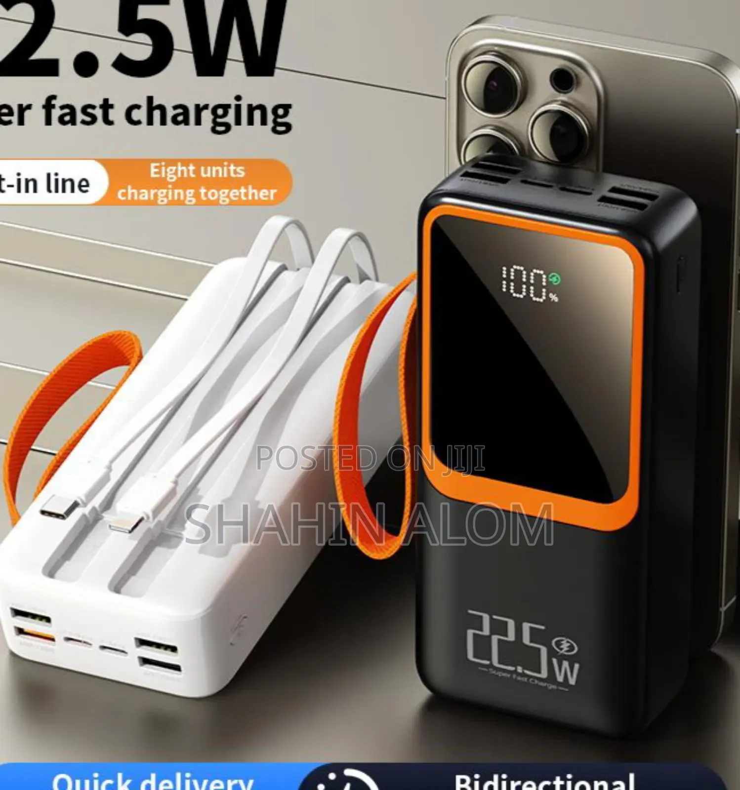 Matrix M10-10000mah Power Bank Fast Charging 22.5w- Built-in Cables