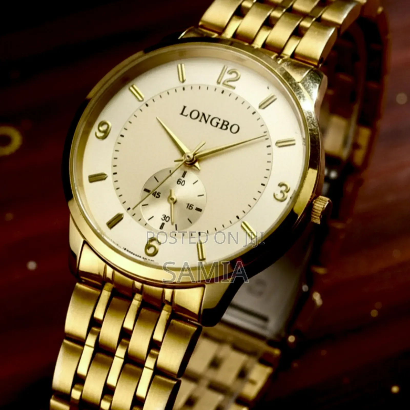 Longbo Men's Gold Tone Analog Watch— Sub-Dial