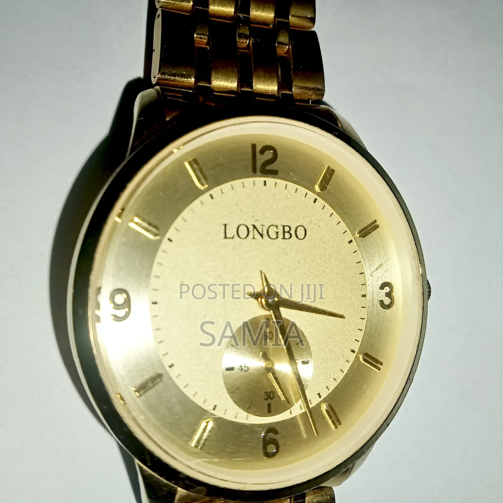 Longbo Men's Gold Tone Analog Watch— Sub-Dial
