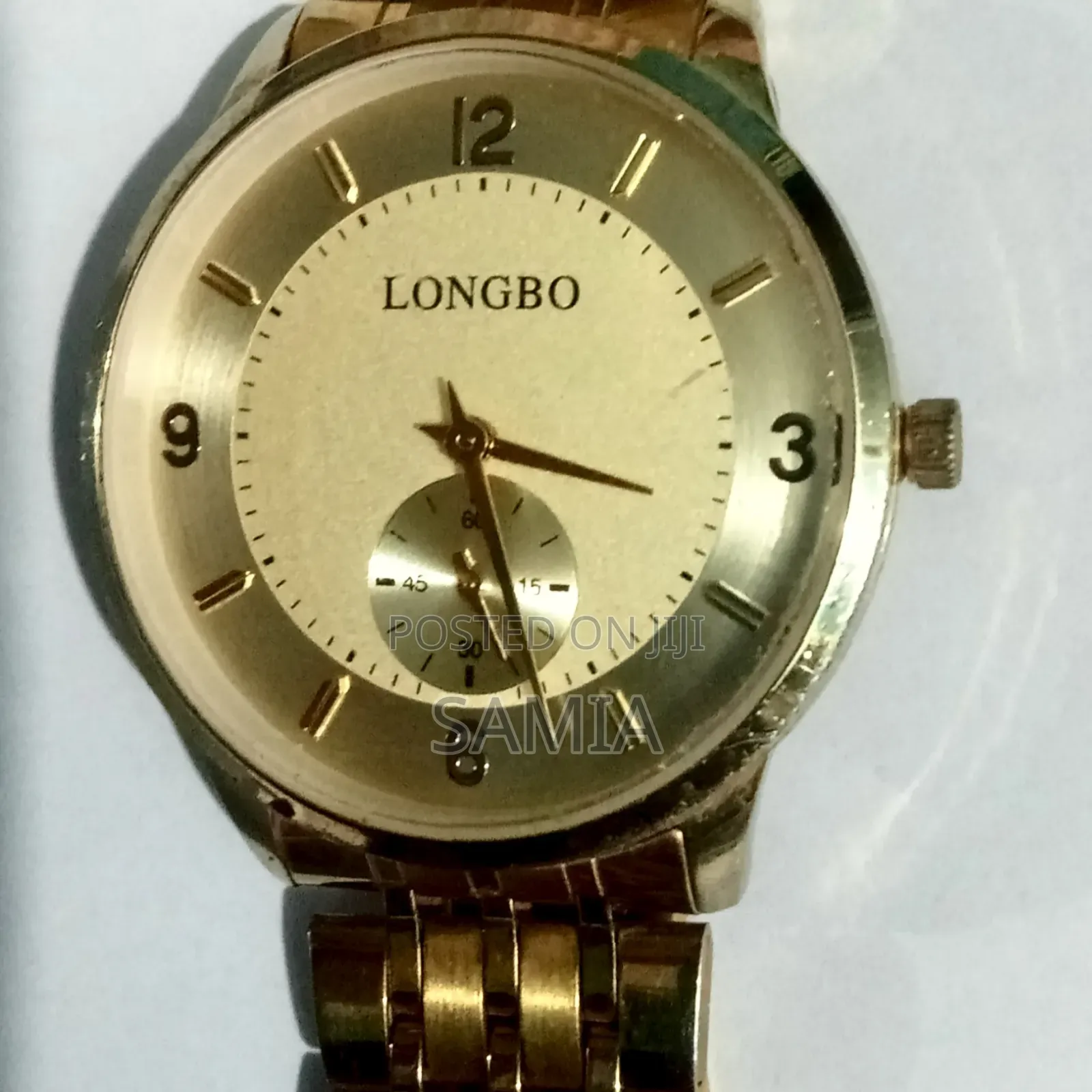 Longbo Men's Gold Tone Analog Watch— Sub-Dial