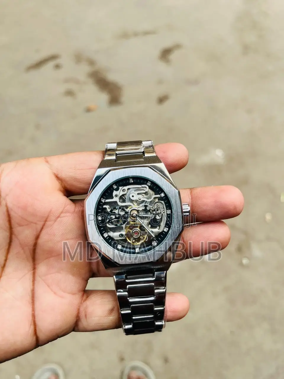 Forsining Casual Automatic Watch 3d Diamond Skeleton Mens Wristwatches