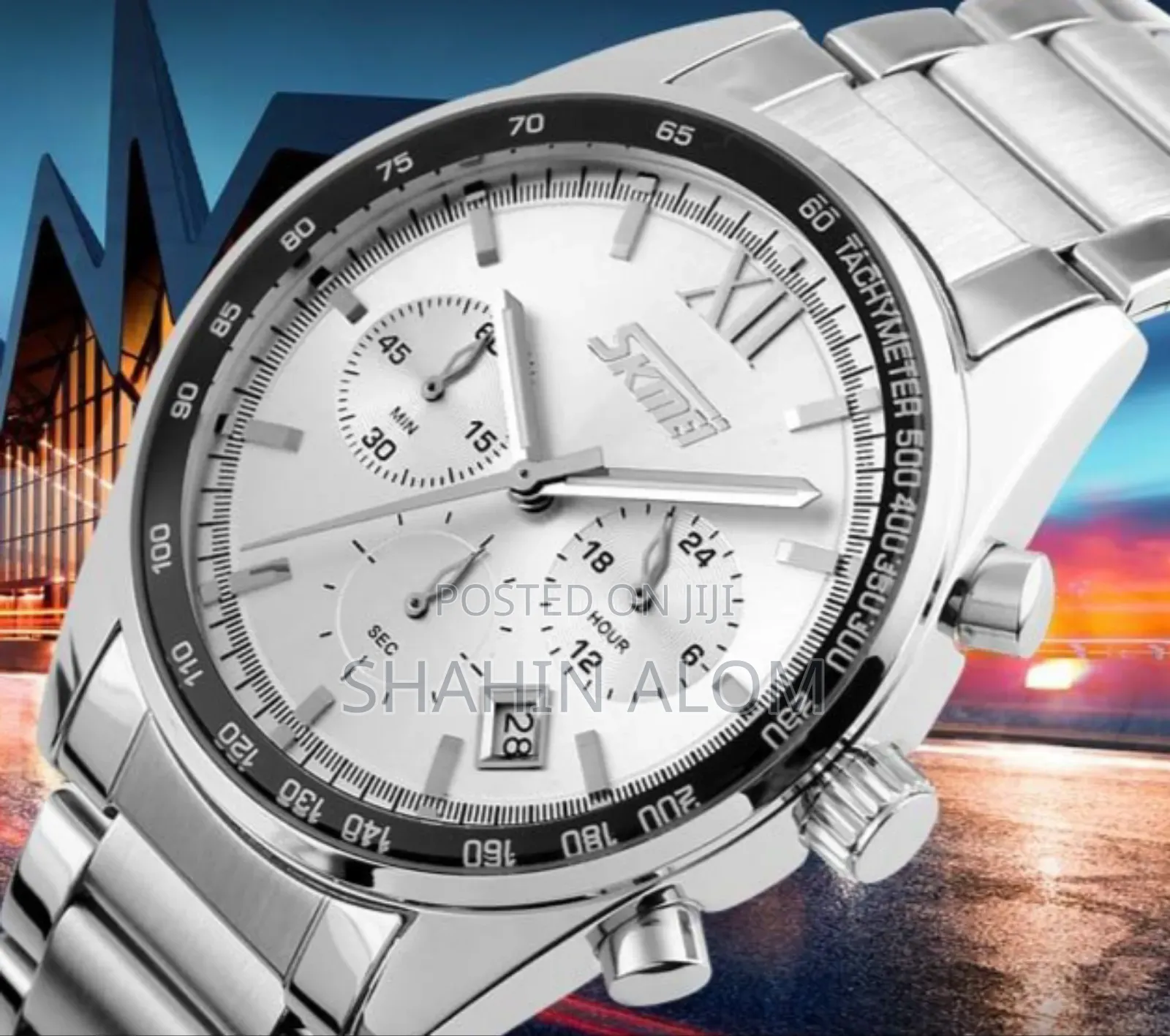 Skmei 9096 Stainless Steel Quartz Analog Male Clock American