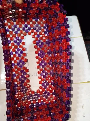 Handmade / Homemade Beaded Tissue Box Cover With Fay Tissue.