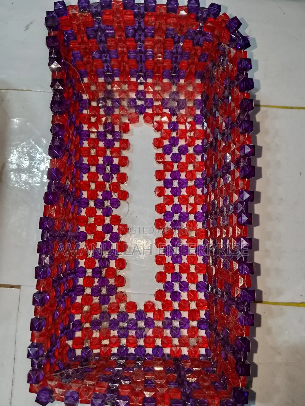 Handmade / Homemade Beaded Tissue Box Cover With Fay Tissue.