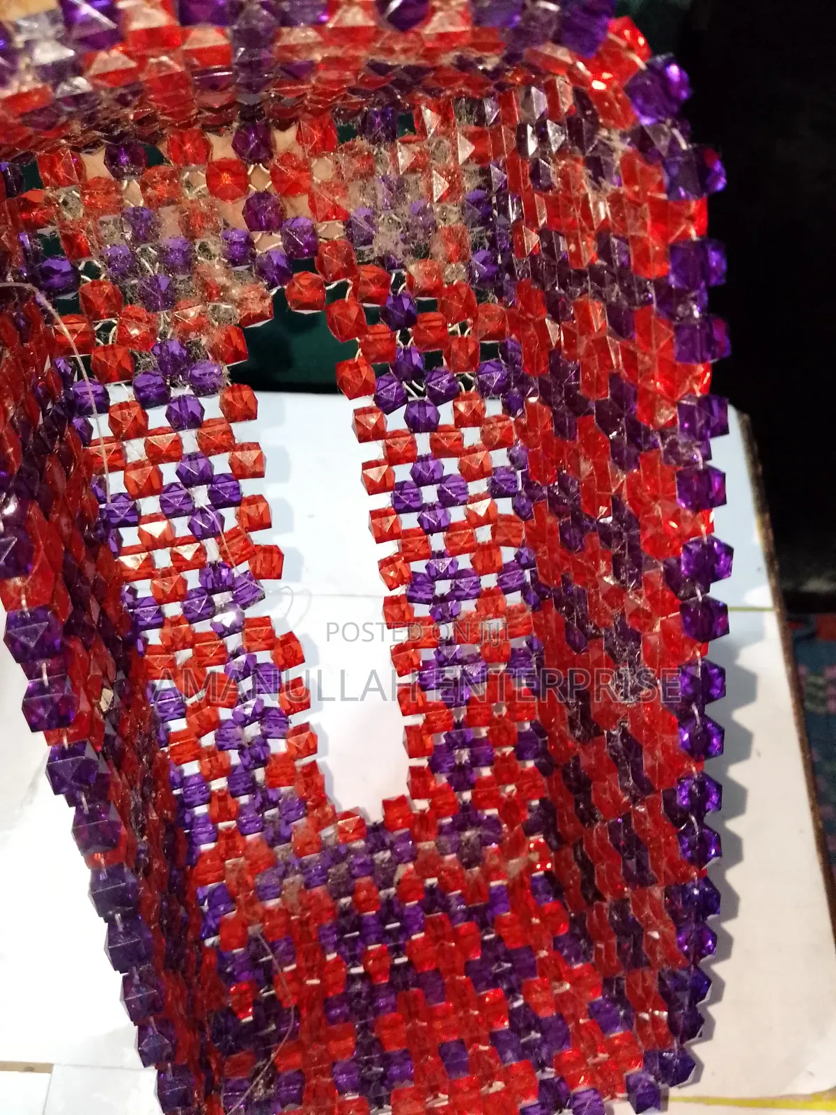 Handmade / Homemade Beaded Tissue Box Cover With Fay Tissue.