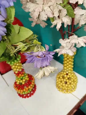 Beaded Flowers Vassal. Handcrafted With Colorful Beads.