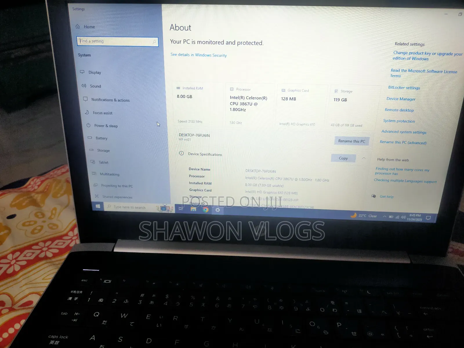 Laptop HP ProBook MT31 8GB Intel Celeron SSD 128GB