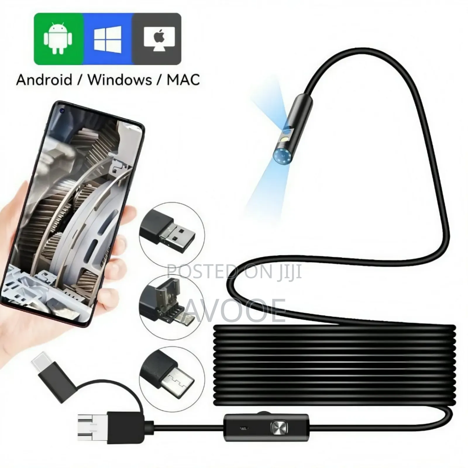 Endoscopy Type C Camera 3 In 1 Automotive Borescope For Smart Device