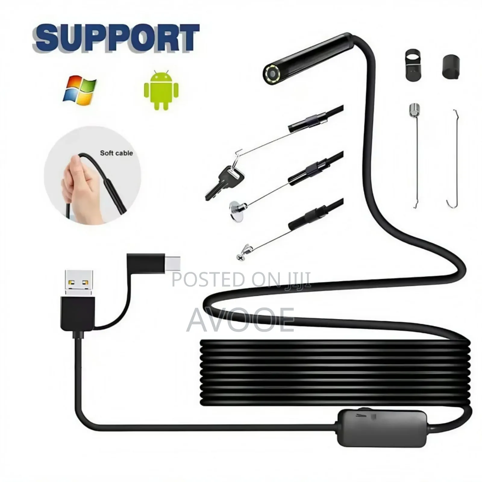 Endoscopy Type C Camera 3 In 1 Automotive Borescope For Smart Device