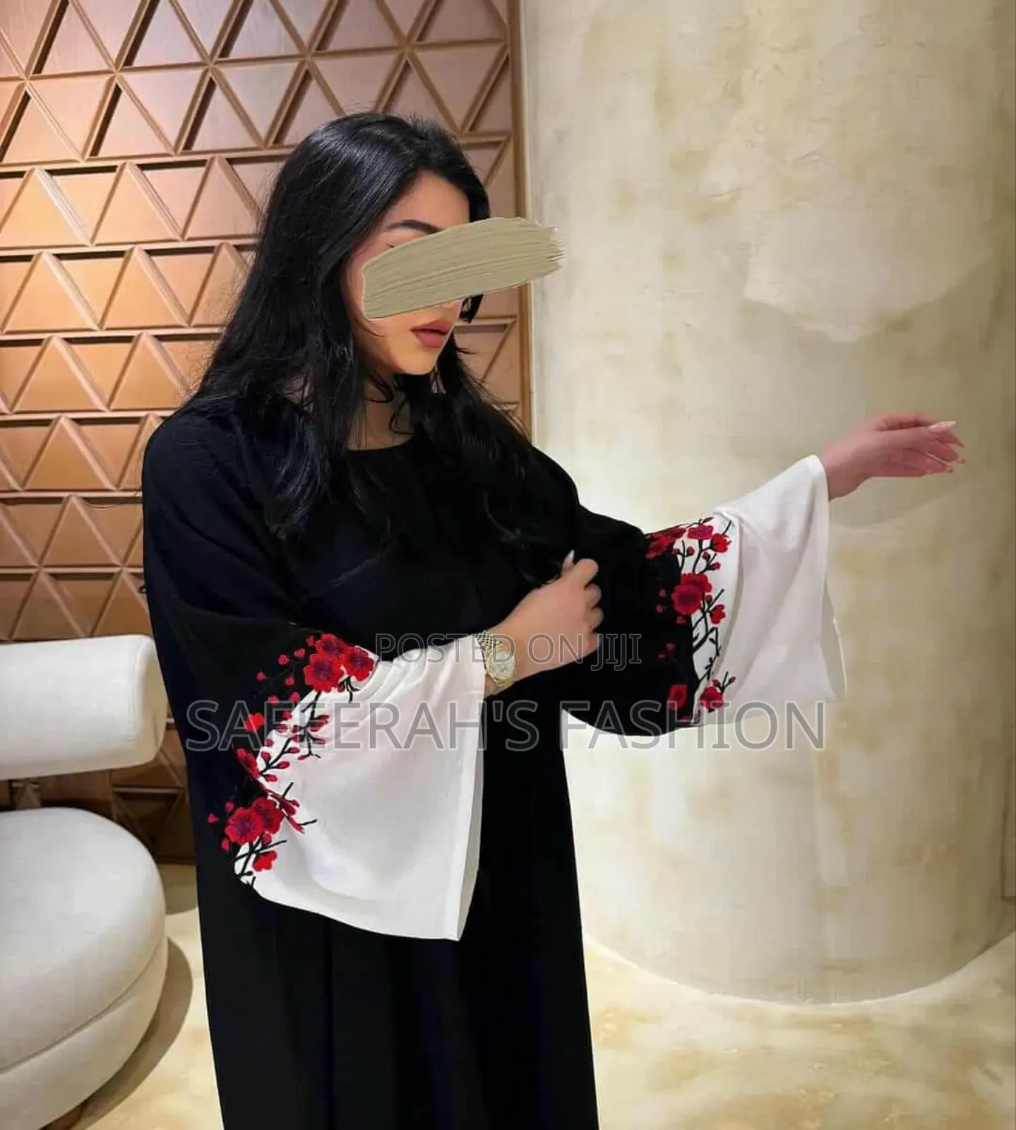 Black With Red Ful Borkha R