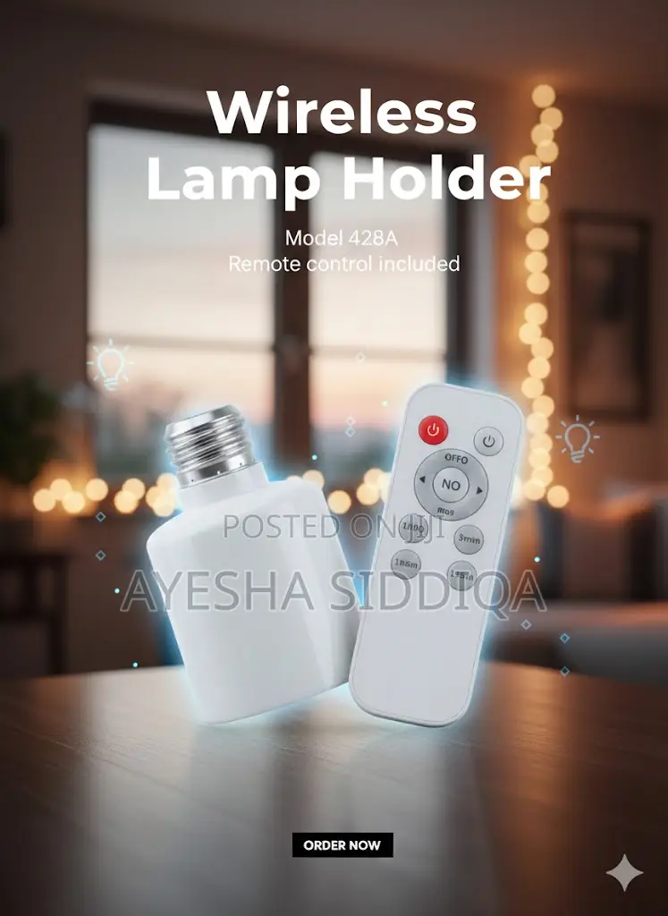 **প্রিমিয়াম ম্যাট ব্ল্যাক ল্যাম্প হোল্ডার ও স্মার্ট রিমোট সেট
