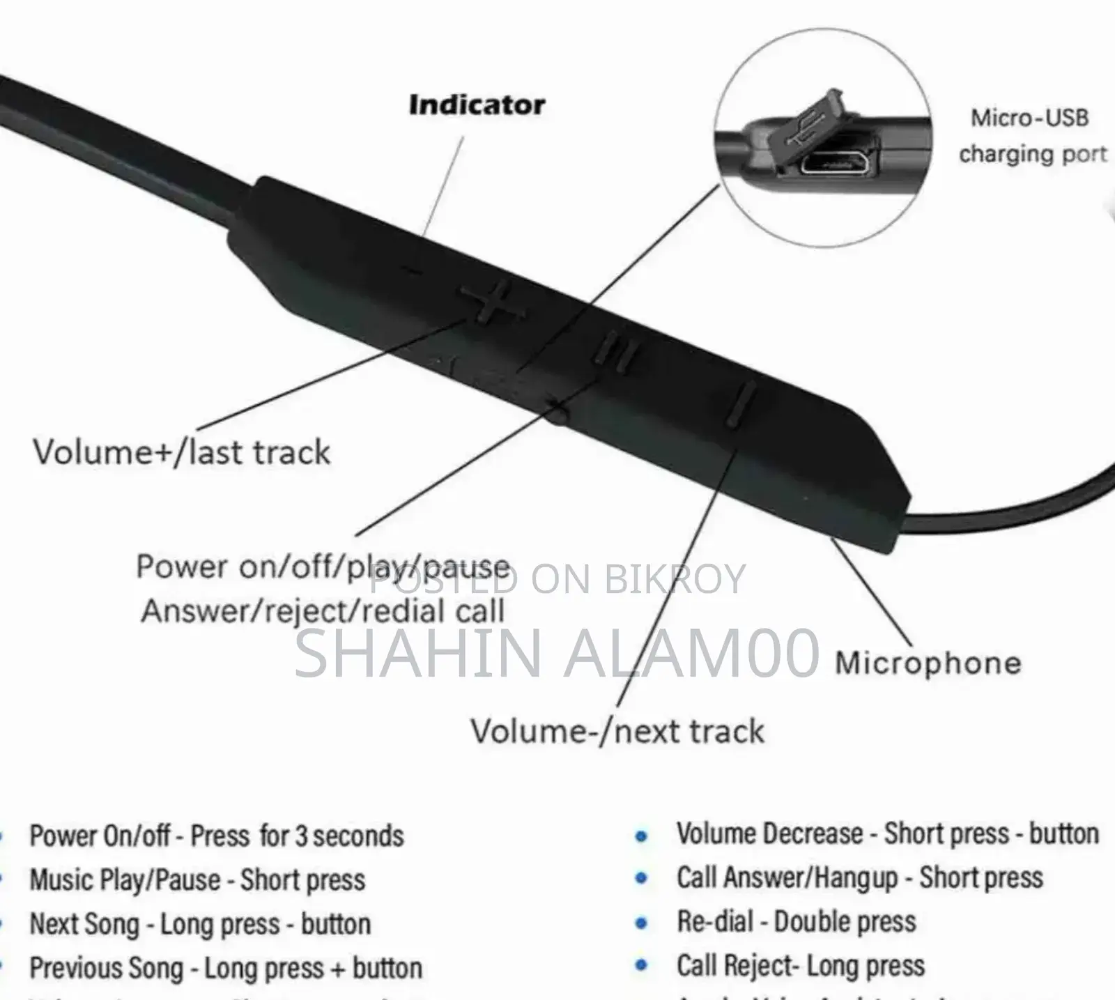 Neck Band Bluetooth Earphone Bn - 235 ( Black)