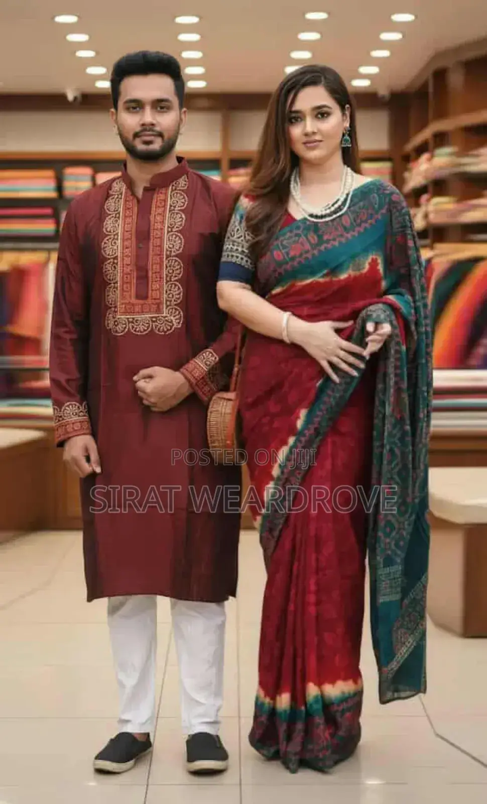 চান্দুরি সিল্ক শাড়ি ও পাঞ্জাবী কাপল সেট r