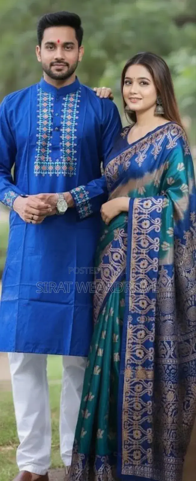 চান্দুরি সিল্ক শাড়ি ও পাঞ্জাবী কাপল সেট r