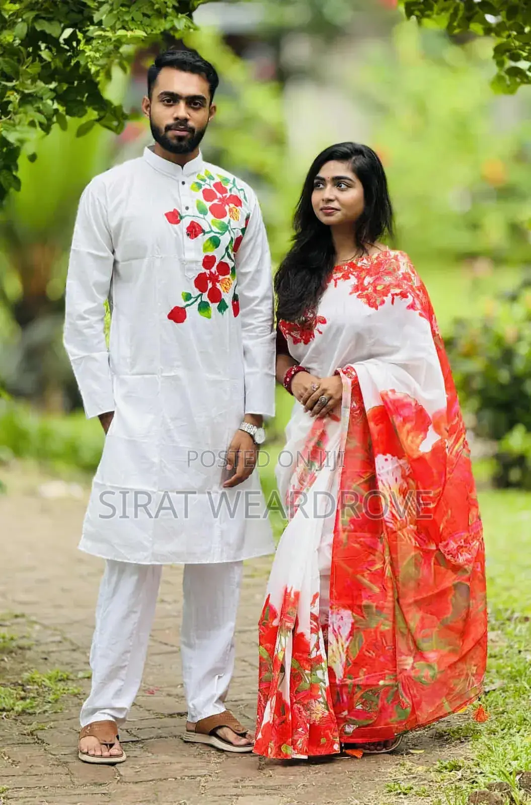 চান্দুরি সিল্ক শাড়ি ও পাঞ্জাবী কাপল সেট r