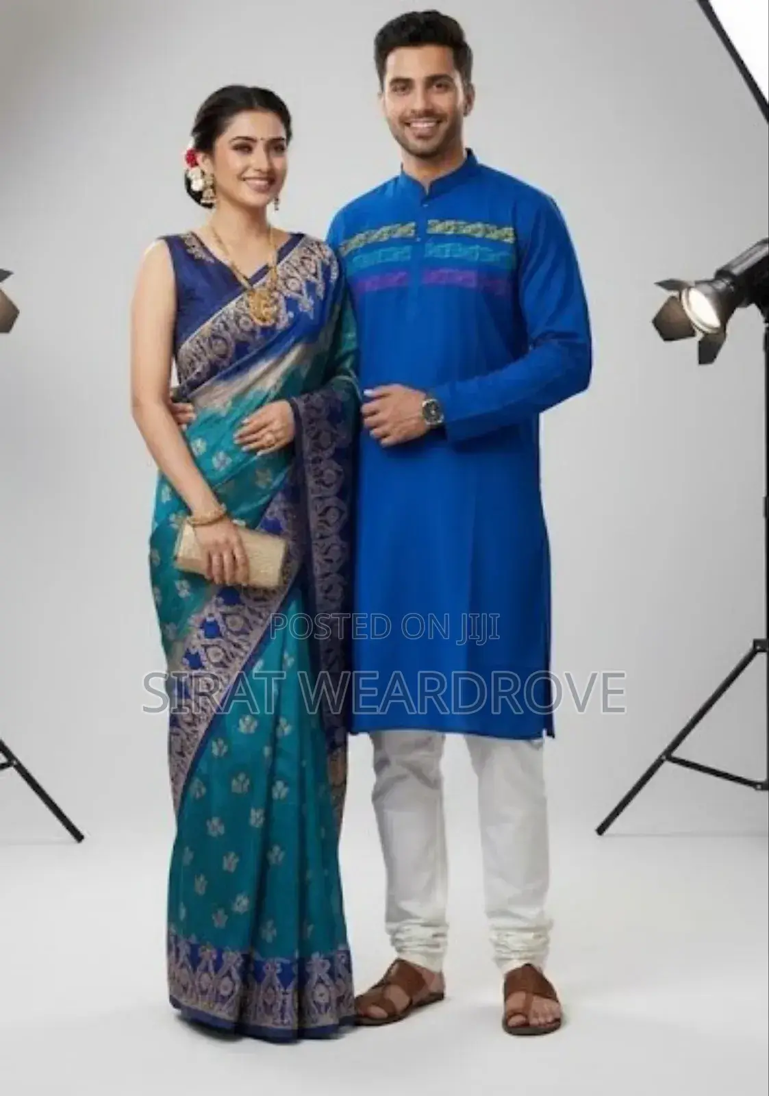 চান্দুরি সিল্ক শাড়ি ও পাঞ্জাবী কাপল সেট r