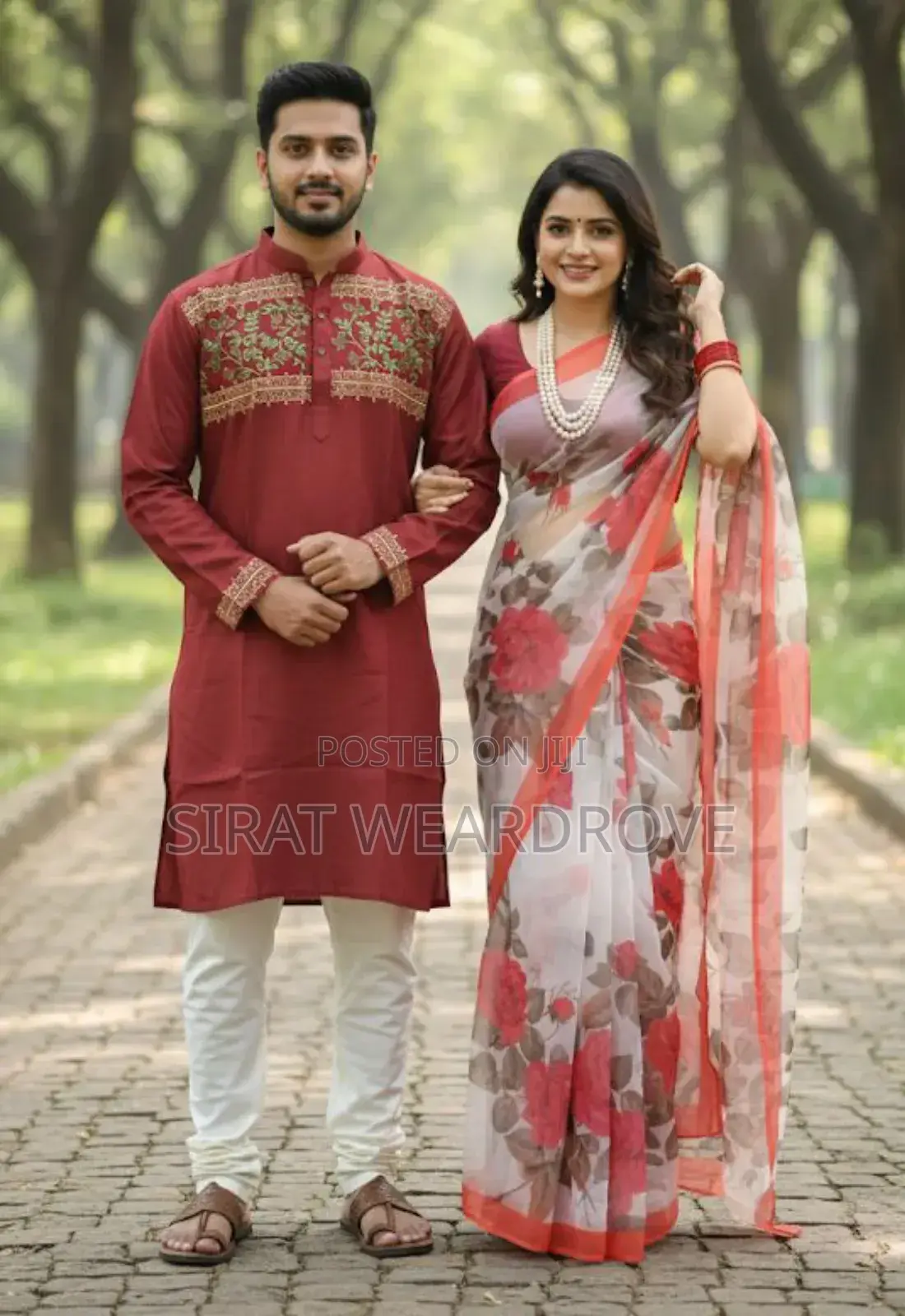 চান্দুরি সিল্ক শাড়ি ও পাঞ্জাবী কাপল সেট r