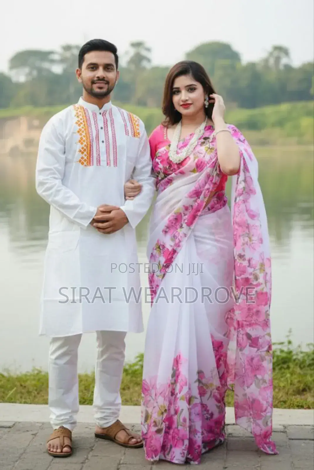 চান্দুরি সিল্ক শাড়ি ও পাঞ্জাবী কাপল সেট r