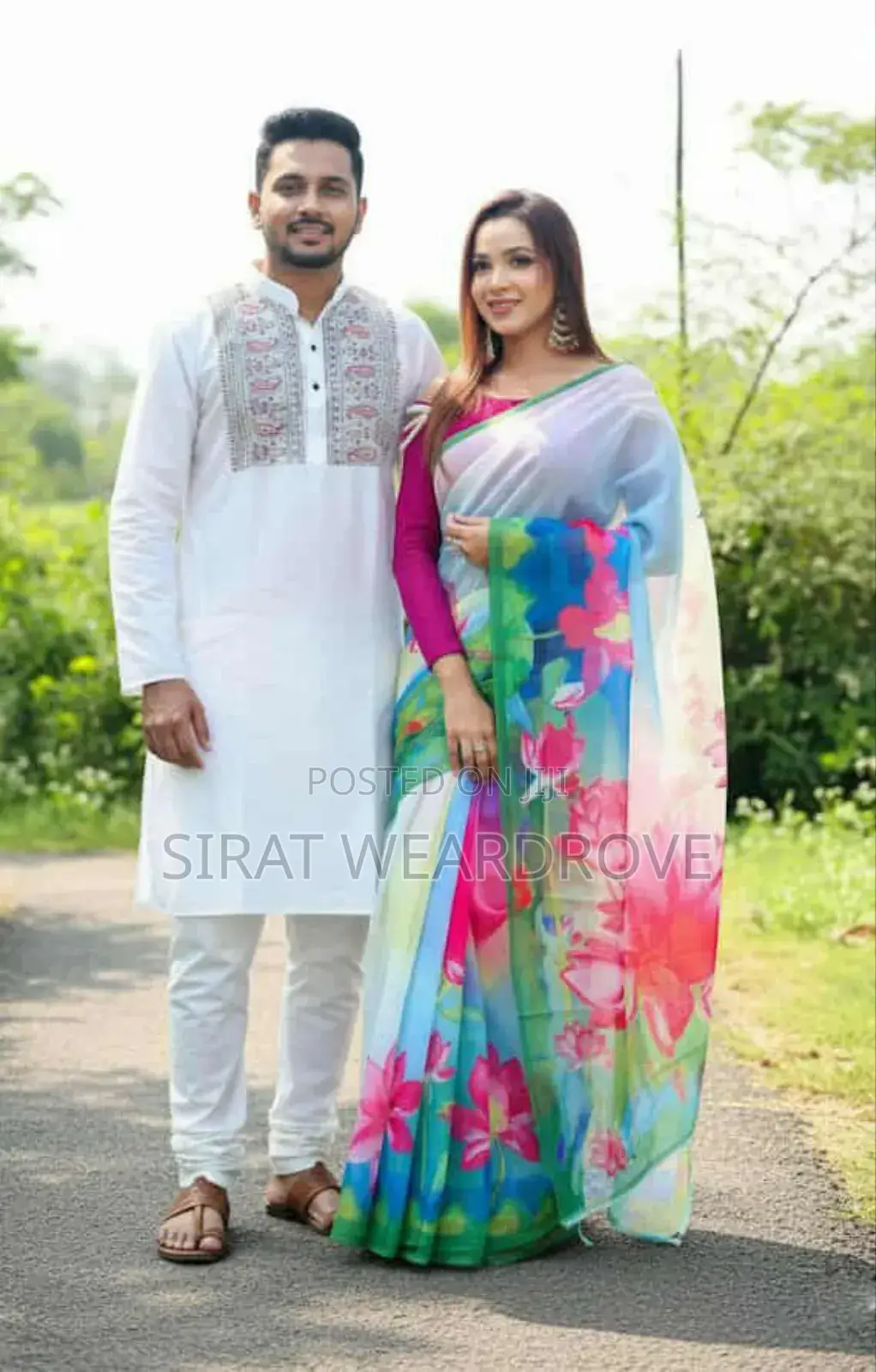 চান্দুরি সিল্ক শাড়ি ও পাঞ্জাবী কাপল সেট r