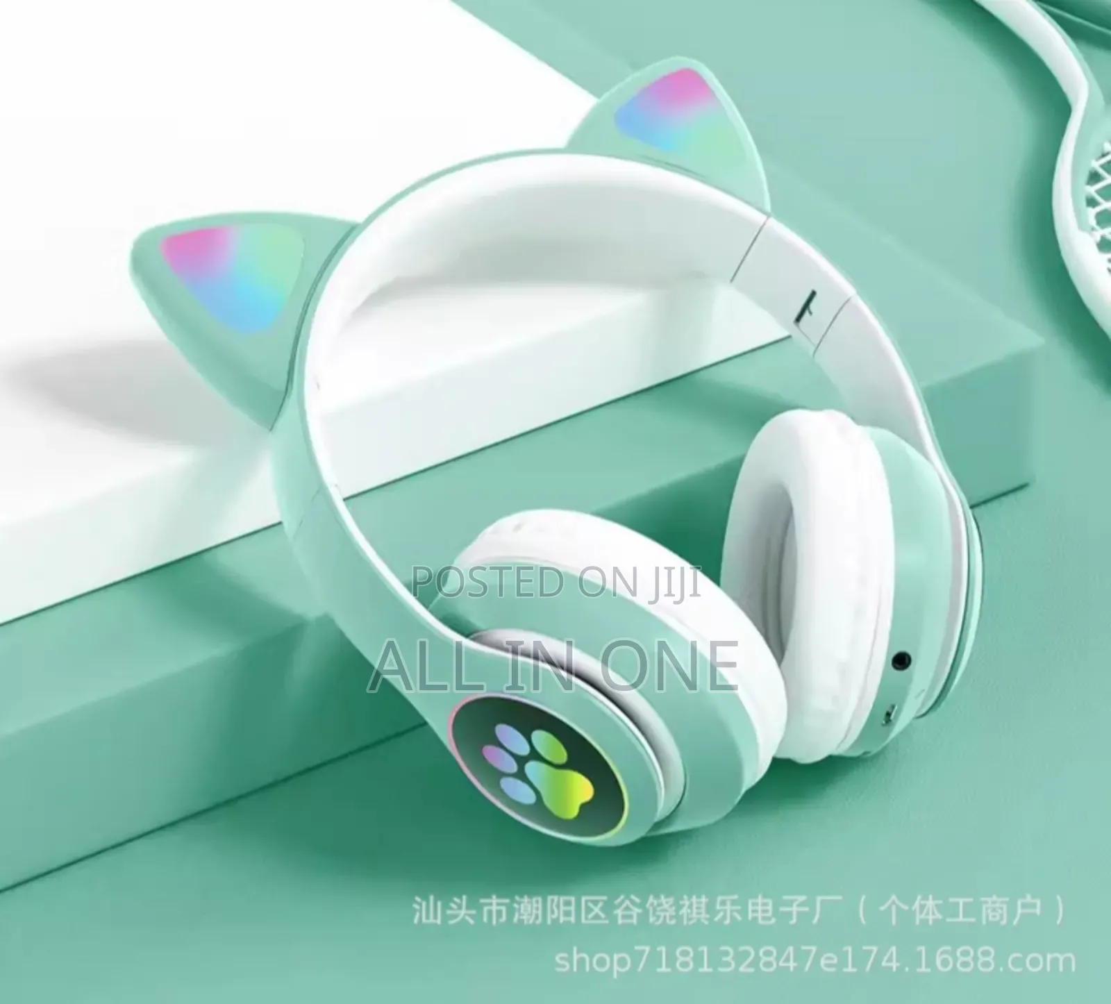 Gradient Color Bluetooth Headphones Noise Headsets RGB Cute Cat Ear