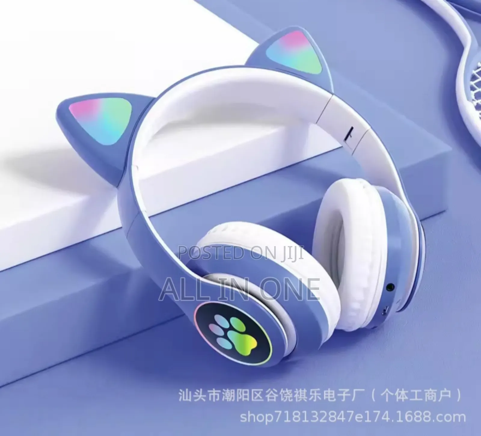 Gradient Color Bluetooth Headphones Noise Headsets RGB Cute Cat Ear