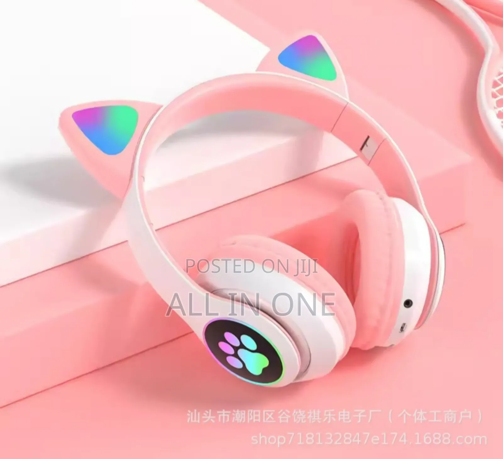 Gradient Color Bluetooth Headphones Noise Headsets RGB Cute Cat Ear