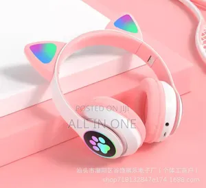 Gradient Color Bluetooth Headphones Noise Headsets RGB Cute Cat Ear