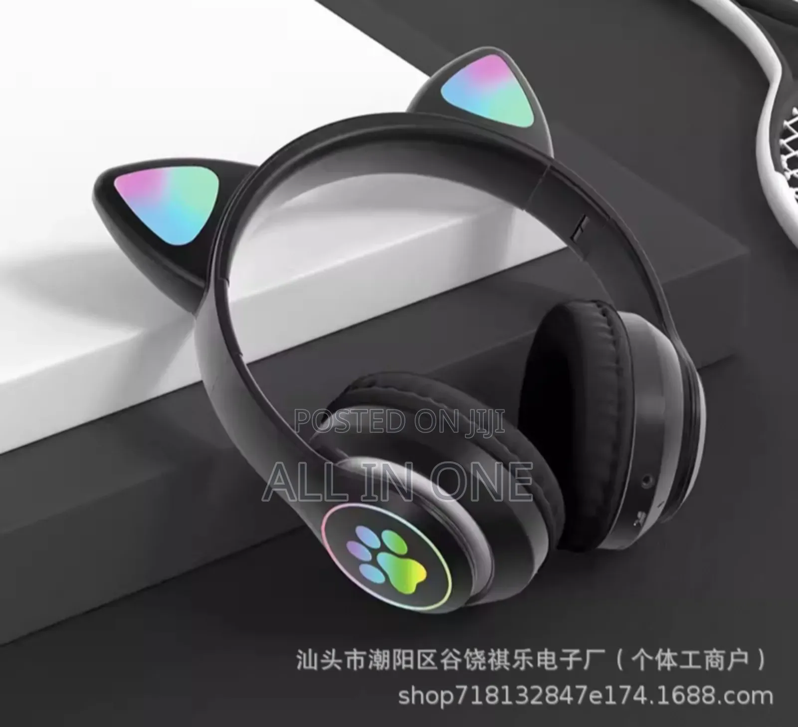 Gradient Color Bluetooth Headphones Noise Headsets RGB Cute Cat Ear