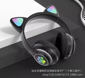 Gradient Color Bluetooth Headphones Noise Headsets RGB Cute Cat Ear