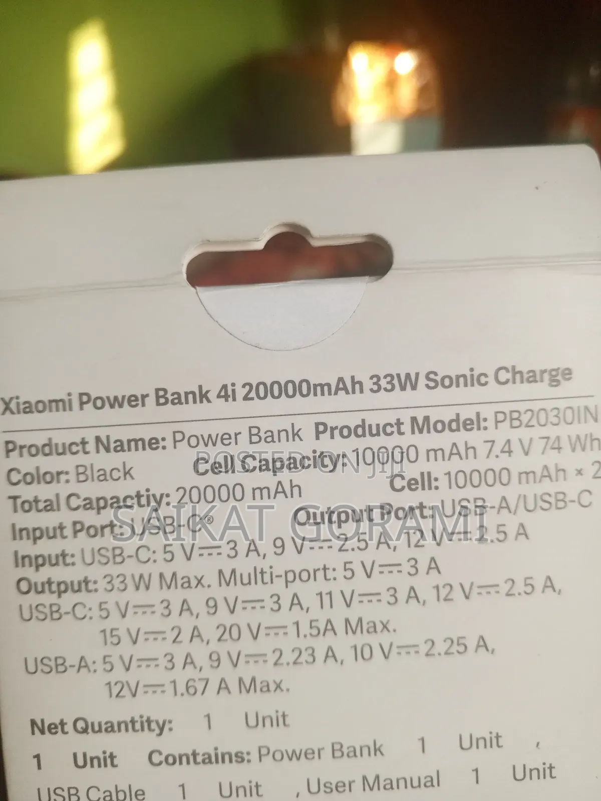 Xiaomi Power Bank 4i 20000ah 33w