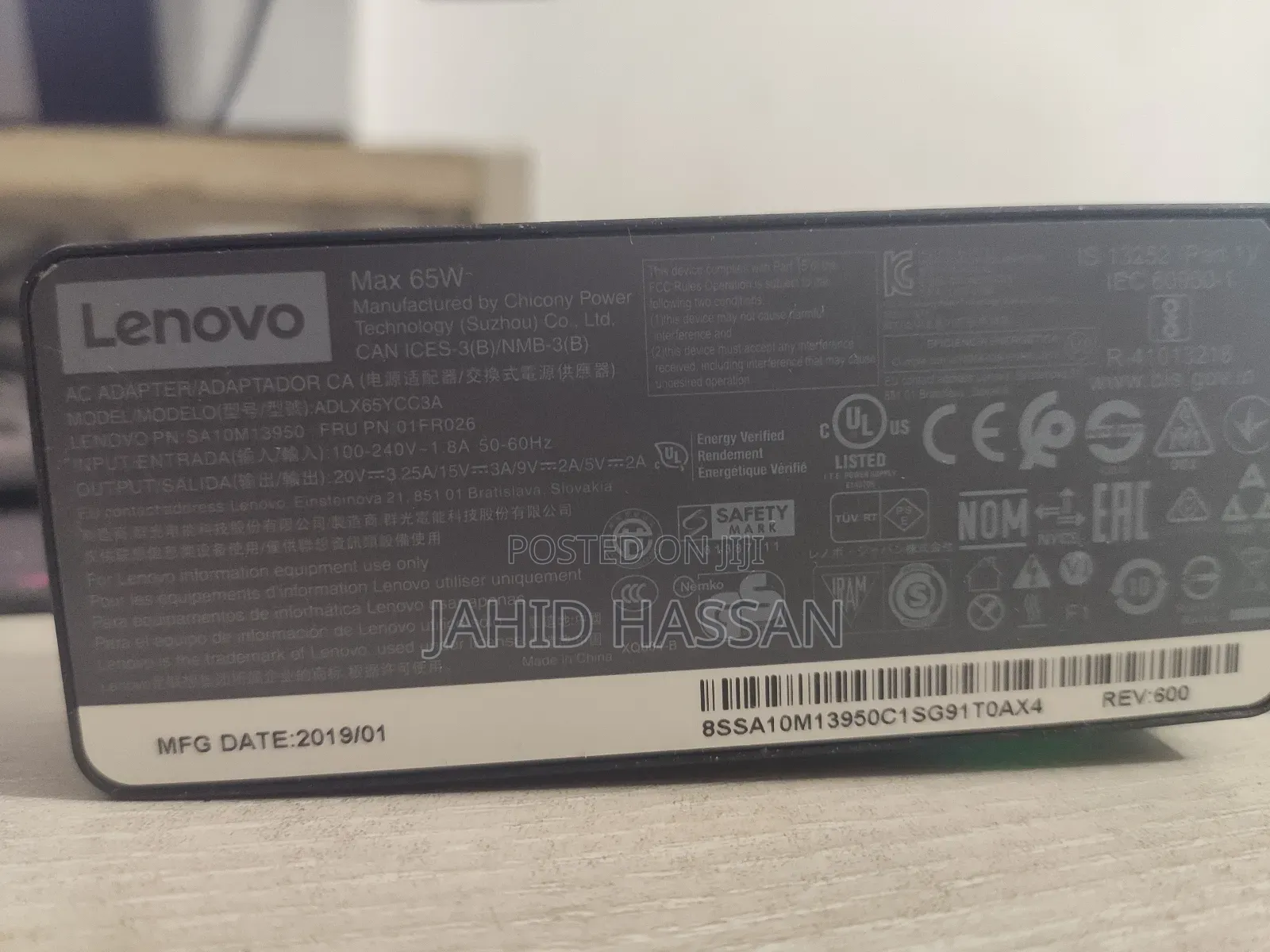 65 Watt Lenovo Type- C Power Adapter Charger (Brand New,Unused)
