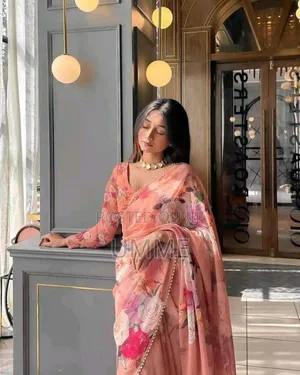 Georgette Pearl Lace Saree