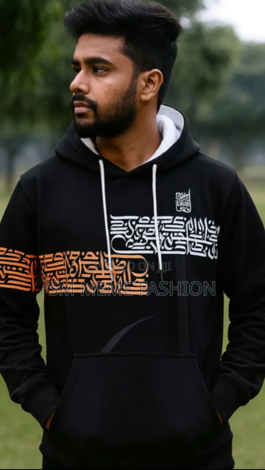Stylish Calligraphy Design Hoodie for Men
