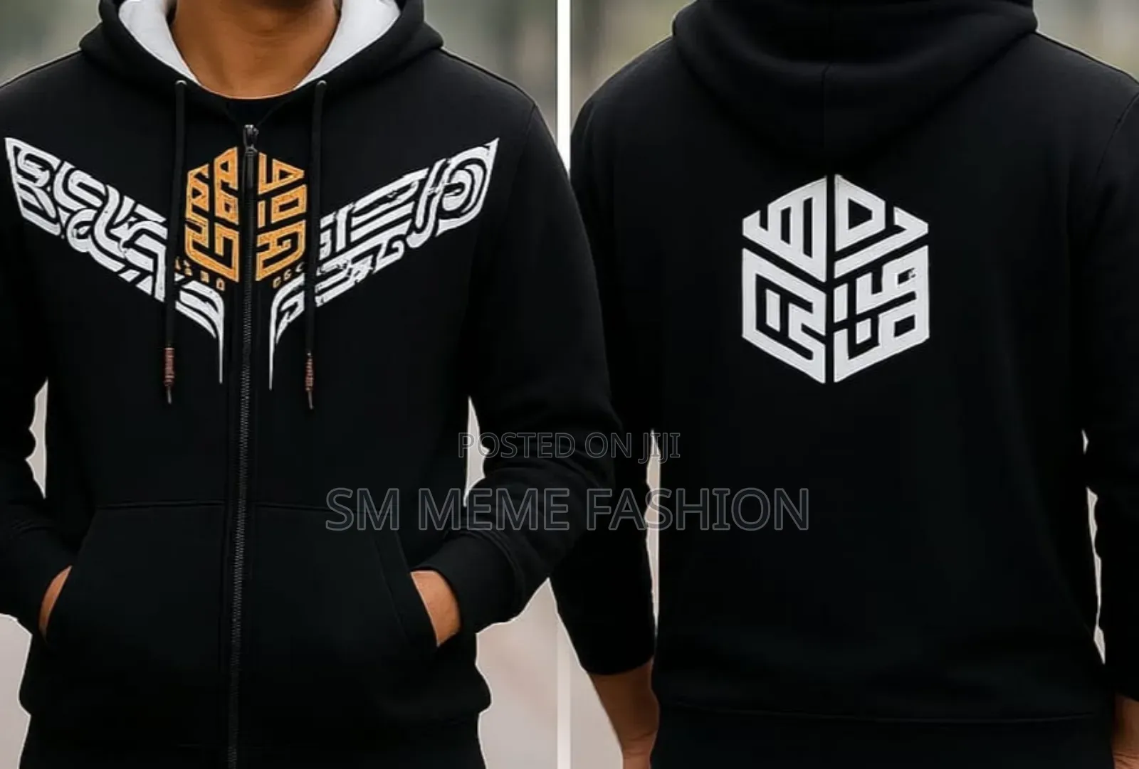 Stylish Calligraphy Design Hoodie for Men