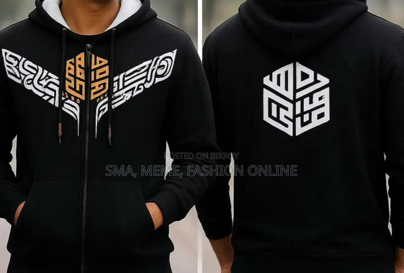 Stylish Calligraphy Design Hoodie for Men