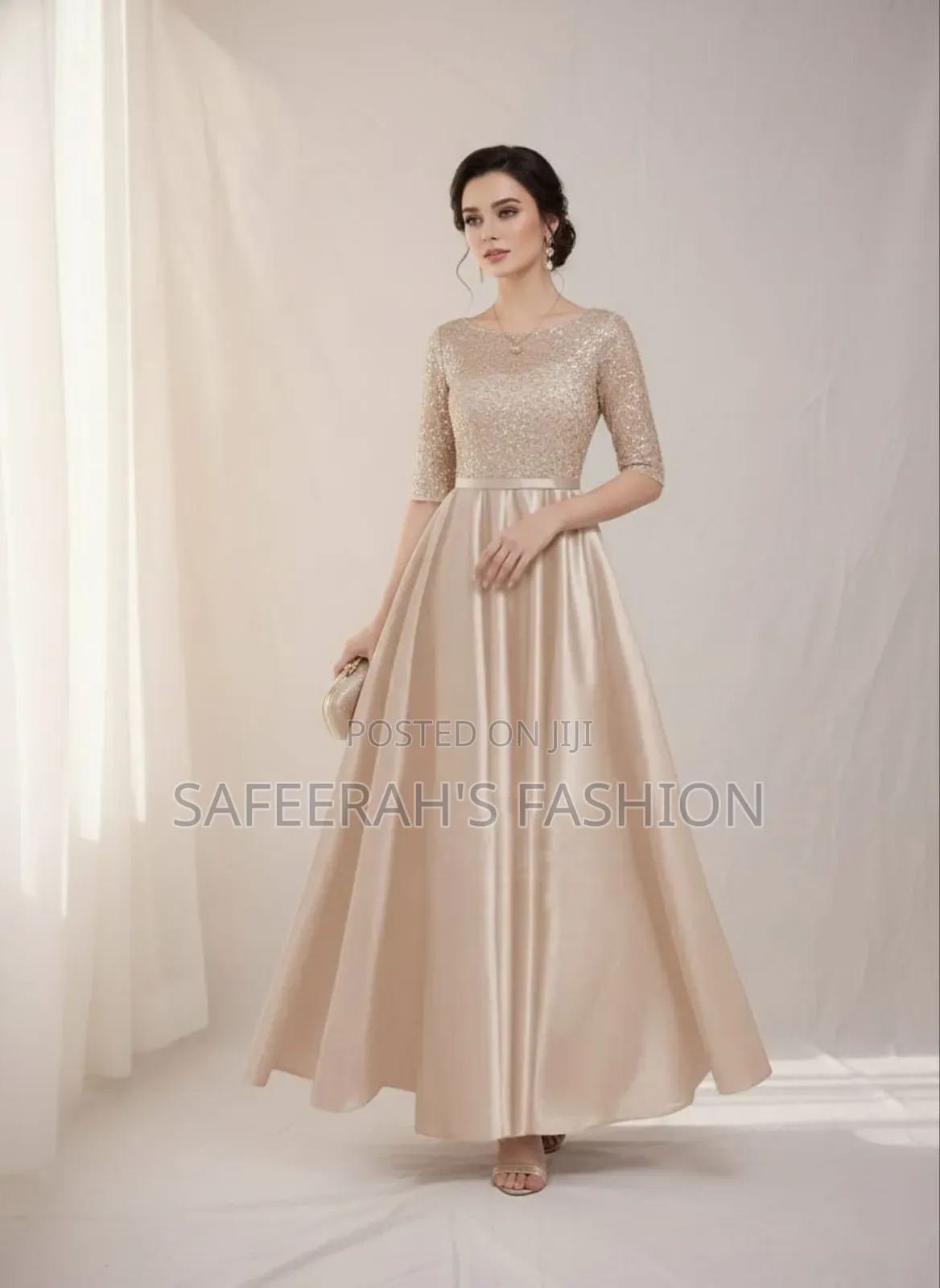  লেস এমব্রয়ডারি ওয়ার্ক রেডিমেড সিল্ক পার্টি গাউন (ওয়ান পিস)r