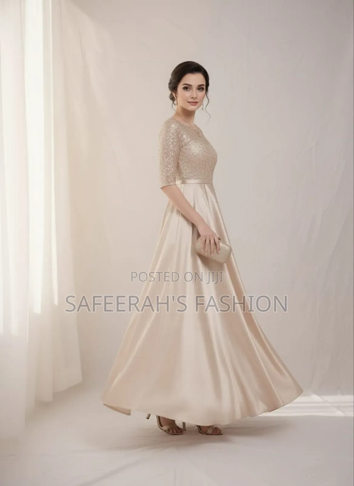  লেস এমব্রয়ডারি ওয়ার্ক রেডিমেড সিল্ক পার্টি গাউন (ওয়ান পিস)r