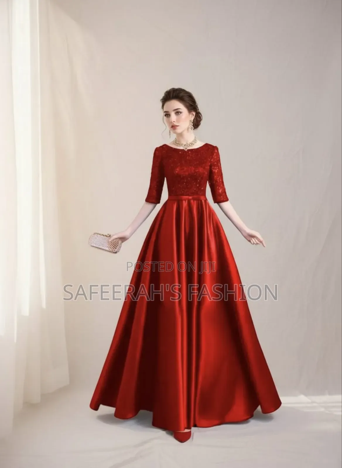  লেস এমব্রয়ডারি ওয়ার্ক রেডিমেড সিল্ক পার্টি গাউন (ওয়ান পিস)r