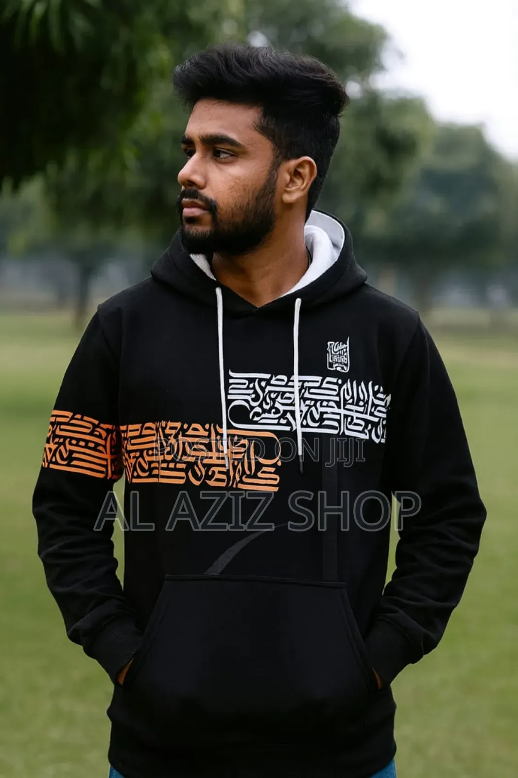 Stylish Calligraphy Design Hoodie for Men