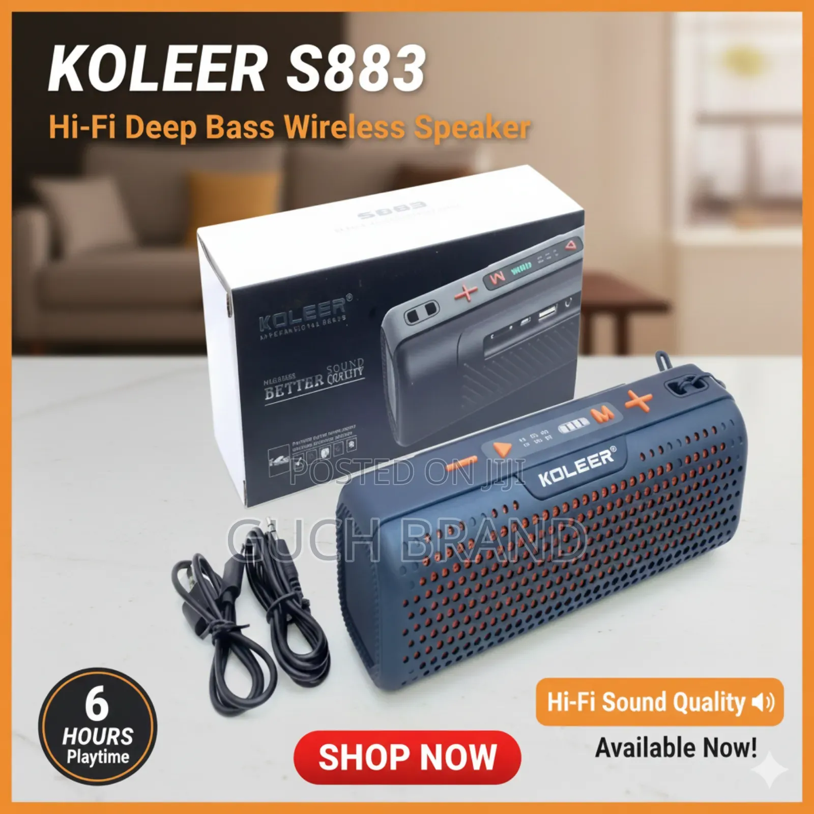 Koleer S883: ডিপ বেস ও হাই-ফাই সাউন্ডের পোর্টেবল ওয়্যারলেস স্পিকার