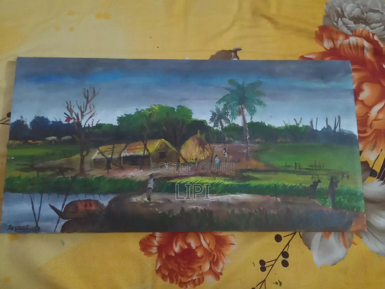 A Hand Painted Canvas, Village Scenery