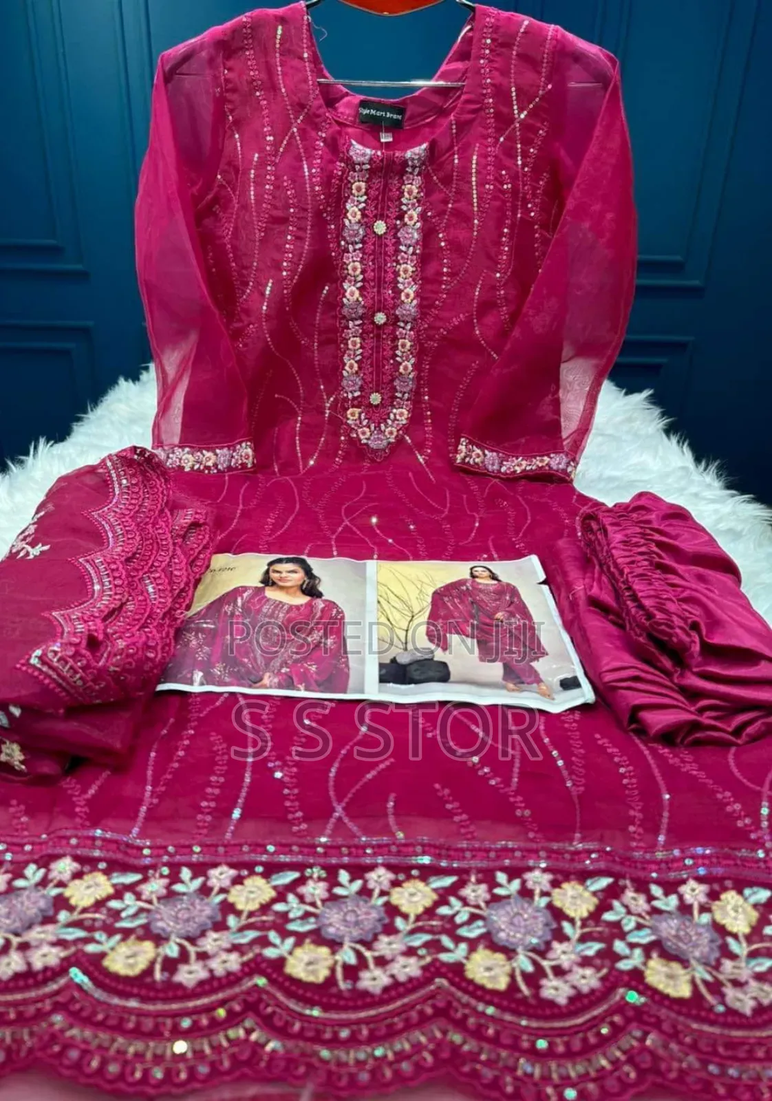 Pakistani White Gold Jorjet Three Peace