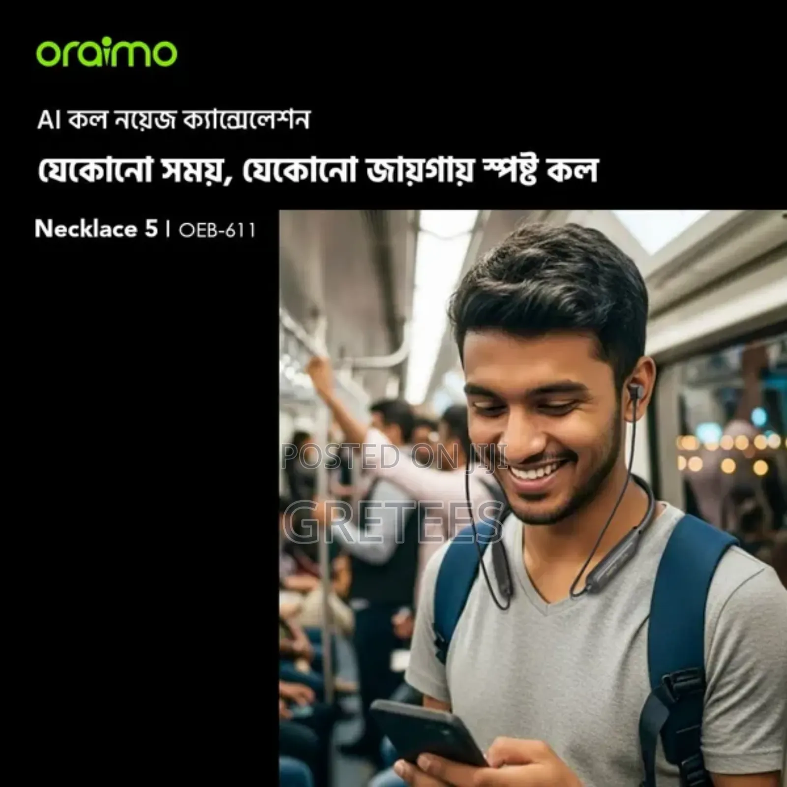 Oraimo Necklace 5 Tahsan Tuned Noise Cancellation Wireless Headphone