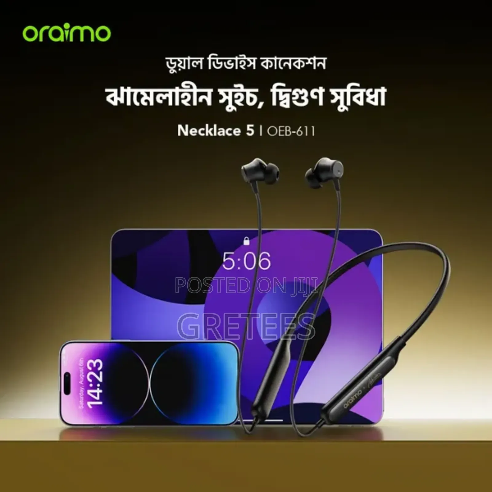 Oraimo Necklace 5 Tahsan Tuned Noise Cancellation Wireless Headphone