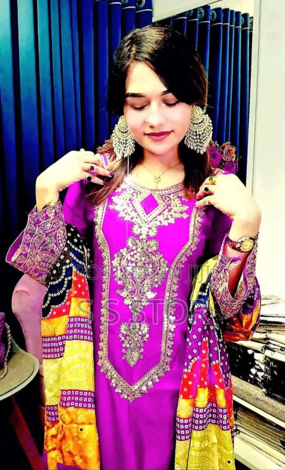 Radymade Three Piece Embroidery Work Sequins Chumki