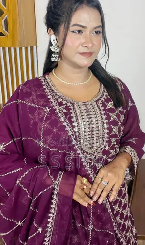 Georgettethree Piece এমব্রয়ডারি কাজ ১০০% কোয়ালিটি সম্পূর্ণ ড্রেস।