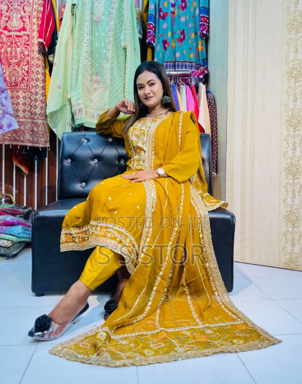 Georgettethree Piece এমব্রয়ডারি কাজ ১০০% কোয়ালিটি সম্পূর্ণ ড্রেস।