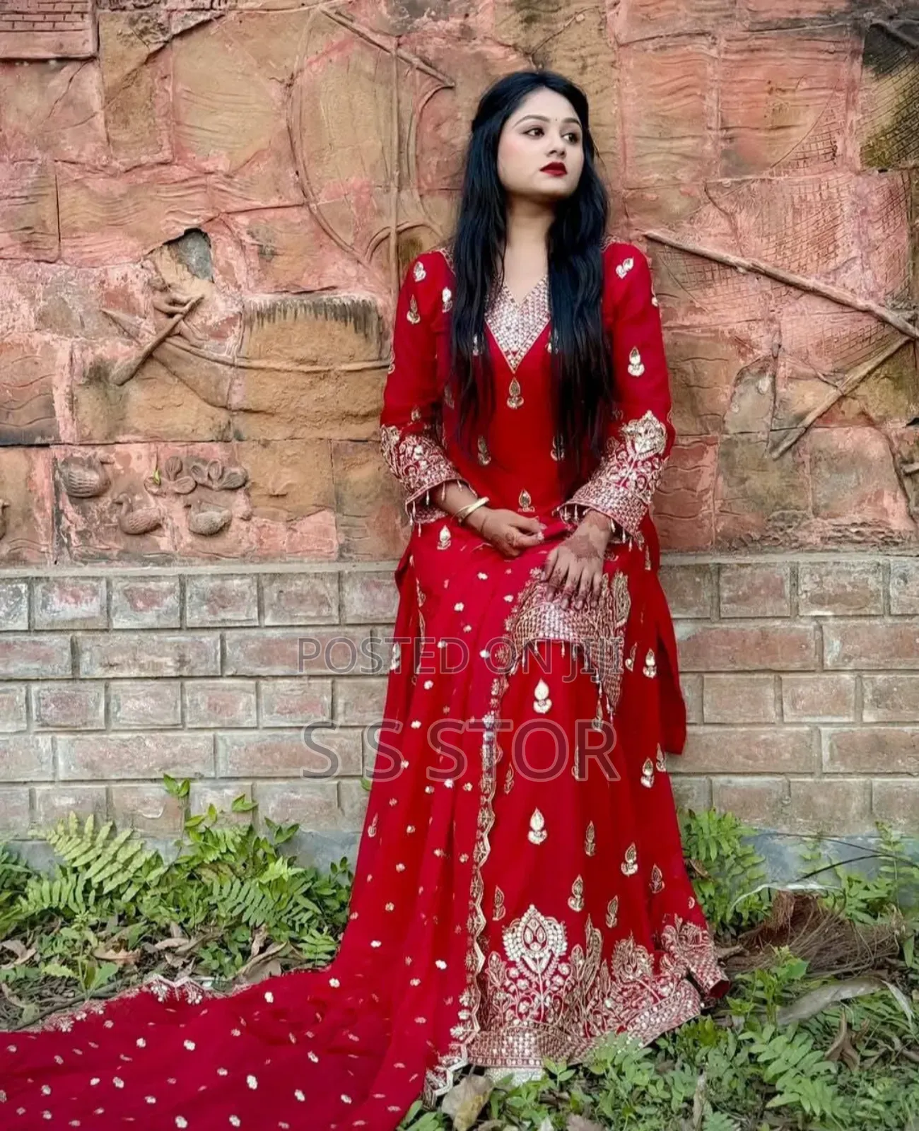 Indian Fox Georgette Thrree Piece Sequins (Chumki) and Ambujari Work