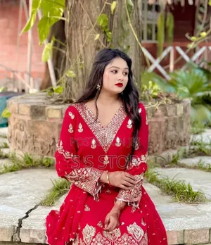 Indian Fox Georgette Thrree Piece Sequins (Chumki) and Ambujari Work